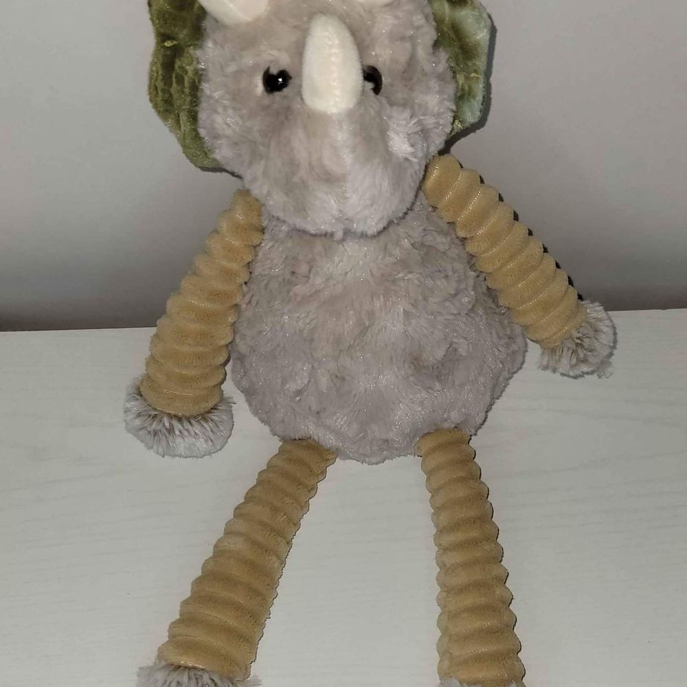 Brown Triceratops Dinosaur Stuffed Plush Animal EUC